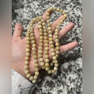 Antique Bodhi Rosary Jade Carved Celadon Beaded Necklace 17inch
